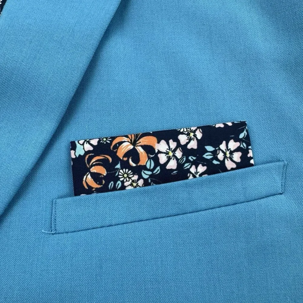 Paisley & Gray 48R Blue Sport Coat Blazer Floral Lining Elbow Patch Slim Fit